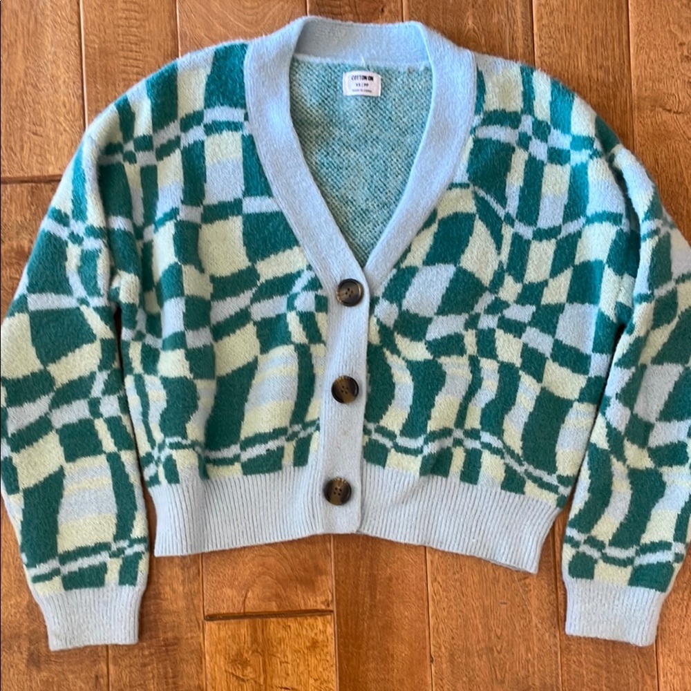 Cotton On Green and Blue Geometric Cardigan